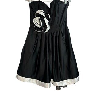 Vtg Jessica McClintock Dress Womens 10 Black White Prom Tulle Knee Coquette Y2K